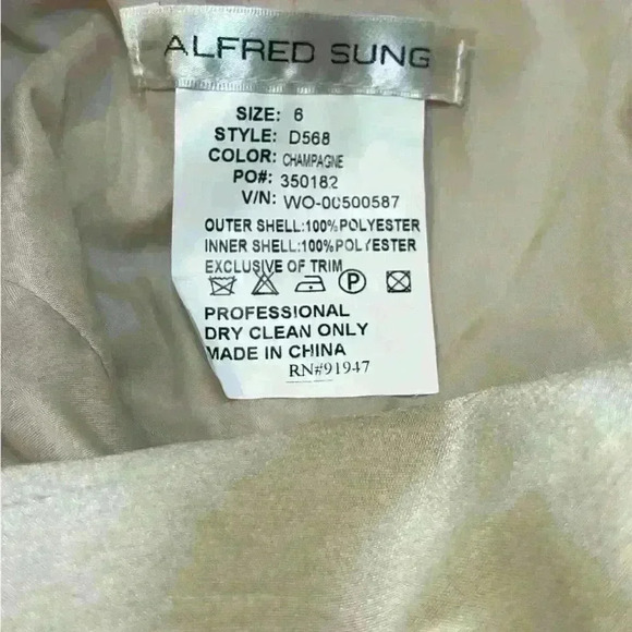 Alfred Sung D570 Champagne Cap Sleeve Dress - Picture 7 of 8